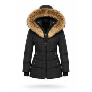 Mackage Women’s Down Parka Jacket S/P Black Fur Hood Raccoon Fur 90% Duck Down